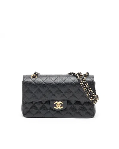 Pre-owned Chanel Small Caviar Double Flap Bag In Black