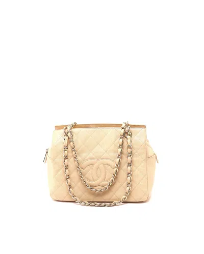 Pre-owned Chanel Small Caviar Grand Shopping Tote Bag In Sand