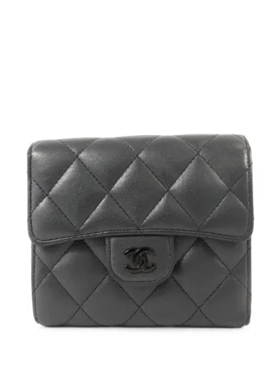 Pre-owned Chanel Small Cc Classic Flap Wallet In Grey
