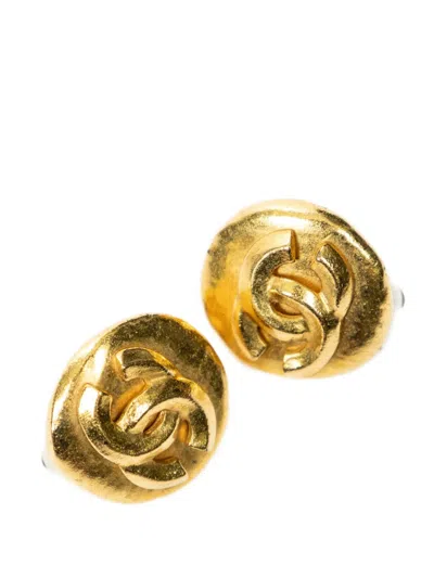 Pre-owned Chanel Small Cc Clip-on Earrings In Gold