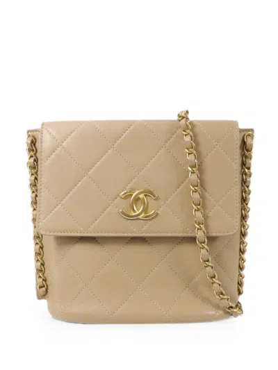 Pre-owned Chanel Small Cc Quilted Shoulder Bag In Neutrals