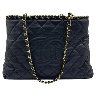Pre-owned Chanel Small Chain Me Tote Bag Black Quilted Calfskin Leather Gold Hardwear