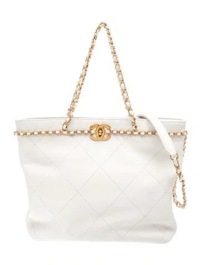 Pre-owned Chanel Small Chain Shopping Tote In Neutral