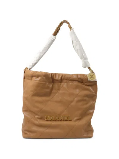 Pre-owned Chanel Small  22 Quilted Shoulder Bag In Neutrals