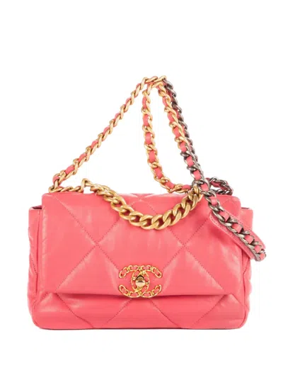 Pre-owned Chanel Small Classic 19 Flap Shoulder Bag In Pink