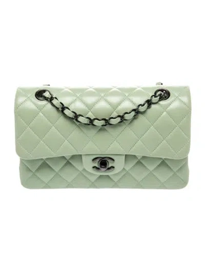 Pre-owned Chanel Small Classic Double Flap Bag In Green