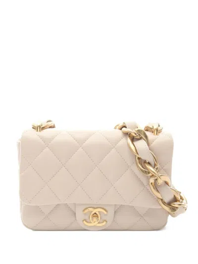 Pre-owned Chanel Small Classic Flap Shoulder Bag In Neutral