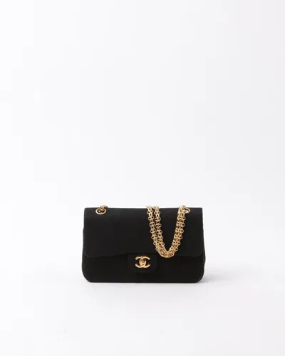 Pre-owned Chanel Small Classic Jersey Double Flap Bag In Black