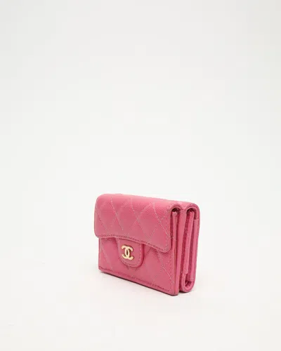 Pre-owned Chanel Small Classic Trifold Interlocking Cc Wallet In Pink
