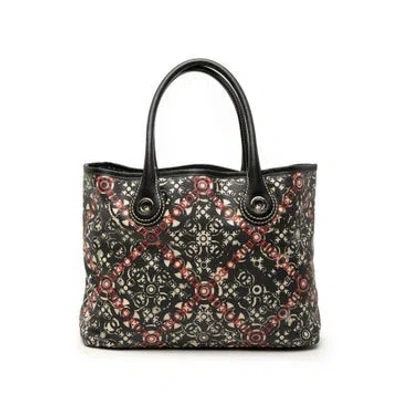 Pre-owned Chanel Small Coated Canvas Optic Coco Tote In Black