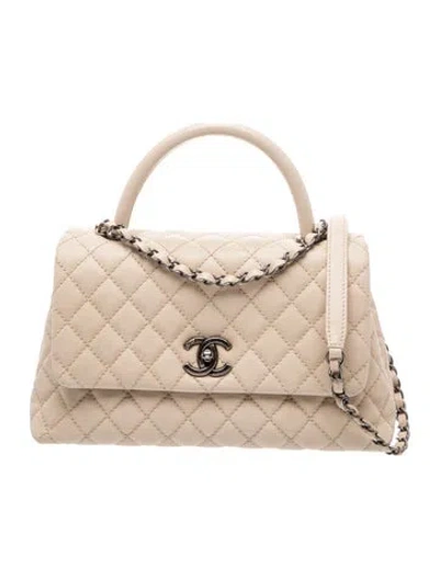 Pre-owned Chanel Small Coco Handle Bag In Neutral