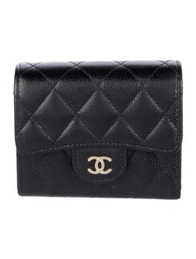 Pre-owned Chanel Small Compact Interlocking Cc Logo Card Holder In Black