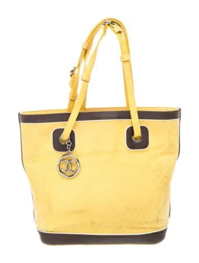 Pre-owned Chanel Small Country Club Tote In Yellow