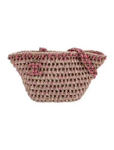 Pre-owned Chanel Small Crochet Shopping Tote In Multi