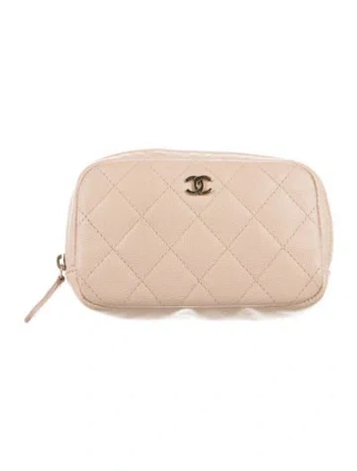 Pre-owned Chanel Small Curvy Cosmetic Pouch In Neutrals