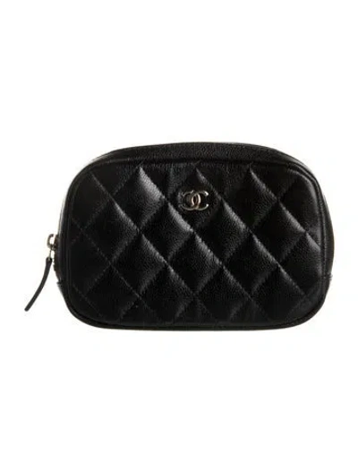 Pre-owned Chanel Small Curvy Pouch Cosmetic Case In Black