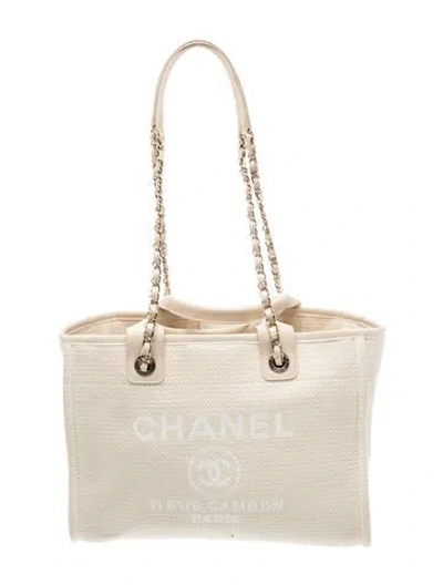 Pre-owned Chanel Small Deauville Shopping Tote In Gold