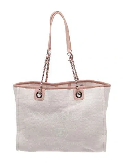 Pre-owned Chanel Small Deauville Shopping Tote In Pink