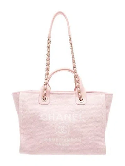 Pre-owned Chanel Small Deauville Shopping Tote In Pink