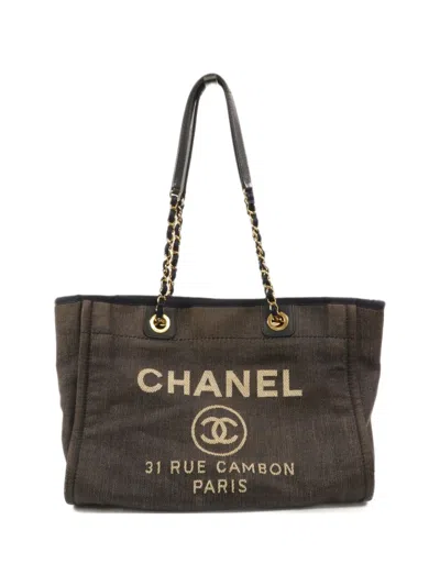 Chanel Small Deauville Tote Bag In Blue