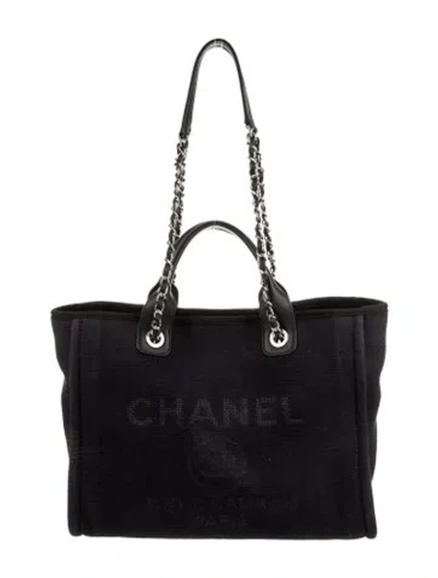 Pre-owned Chanel Small Deauville Tote In Black