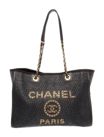 Pre-owned Chanel Small Deauville Tote In Black
