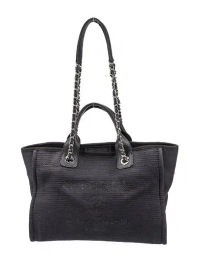 Pre-owned Chanel Small Deauville Tote In Blue