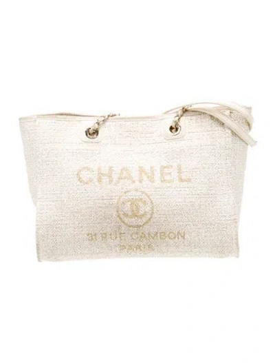 Pre-owned Chanel Small Deauville Tote In Neutral