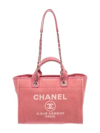Pre-owned Chanel Small Deauville Tote In Pink