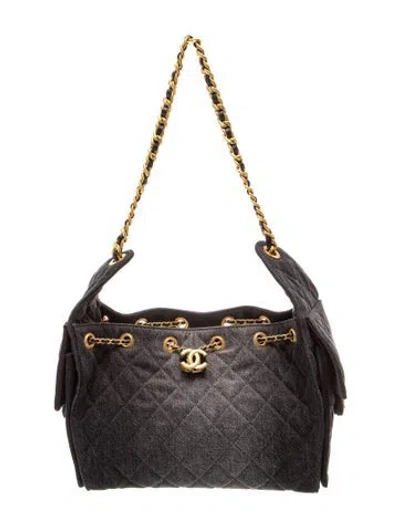 Pre-owned Chanel Small Denim 25 Hobo In Black