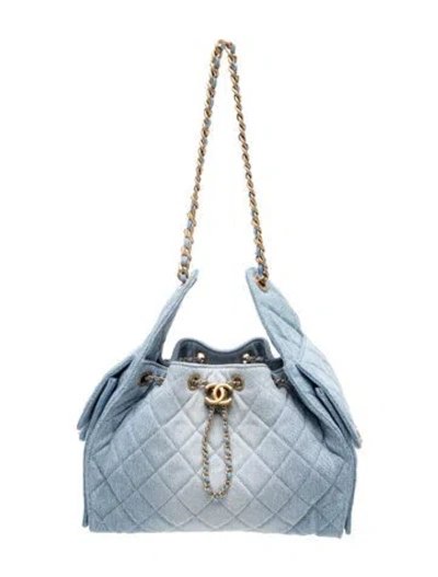 Pre-owned Chanel Small Denim 25 Hobo In Blue