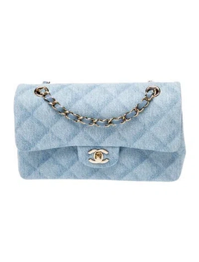 Pre-owned Chanel Small Denim Classic Flap Bag In Blue
