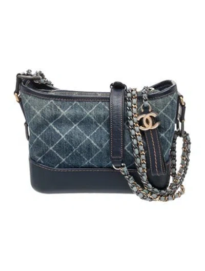 Pre-owned Chanel Small Denim Gabrielle Hobo In Blue