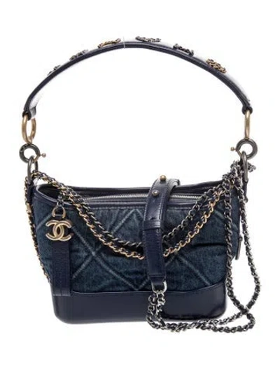 Pre-owned Chanel Small Denim Gabrielle Hobo In Blue