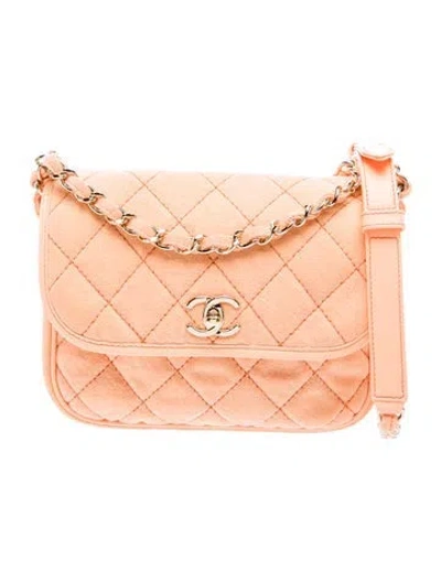 Pre-owned Chanel Small Denim Messenger Bag In Orange