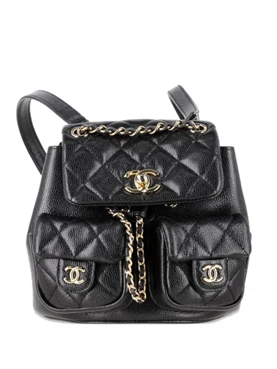 Pre-owned Chanel Small Duma Quilted Backpack In Black