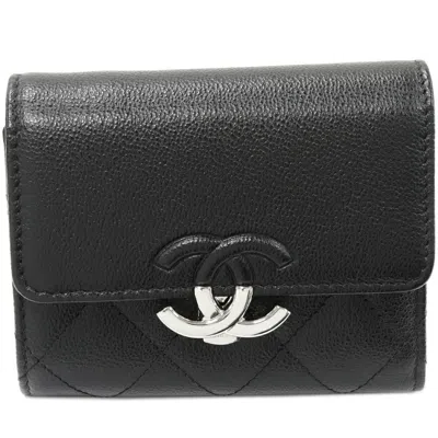 Pre-owned Chanel Small Flap Wallet Caviar Black