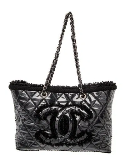 Pre-owned Chanel Small Funny Tweed Tote In Black
