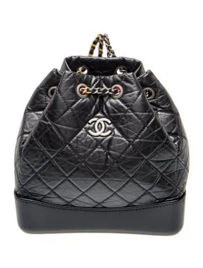 Pre-owned Chanel Small Gabrielle Backpack In Black/blue