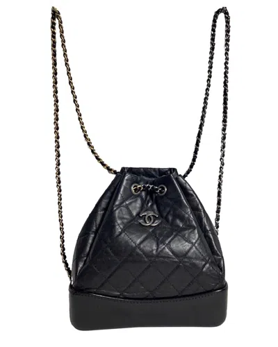 Pre-owned Chanel Small Gabrielle Backpack In Black Aged Calf