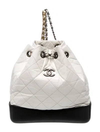 Pre-owned Chanel Small Gabrielle Backpack In White