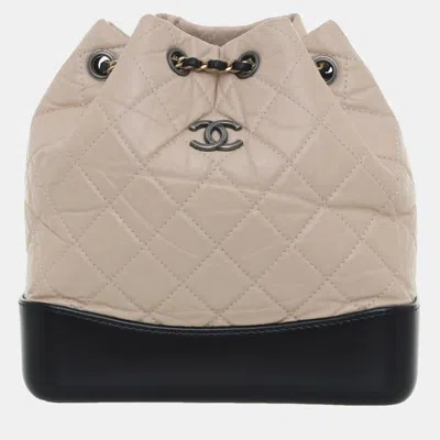 Pre-owned Chanel Small Gabrielle Beige/black Calf Leather Backpack