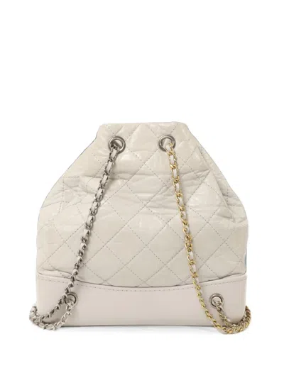 Pre-owned Chanel Small Gabrielle Cc Backpack In White