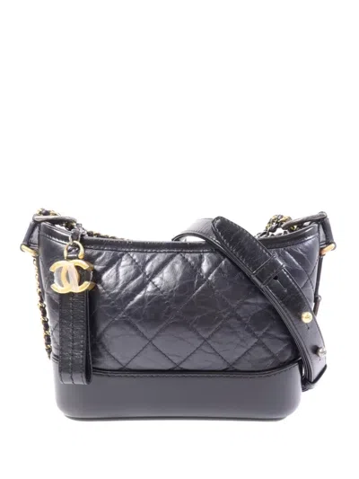 Pre-owned Chanel Small Gabrielle Cc Chain Shoulder Bag In Black