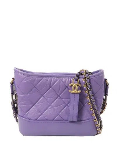 Pre-owned Chanel Small Gabrielle Cc Chain Shoulder Bag In Purple