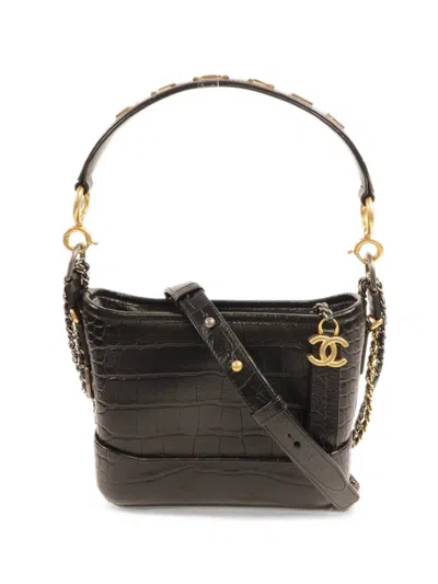 Pre-owned Chanel Small Gabrielle Cc Chain Tote Bag In Black
