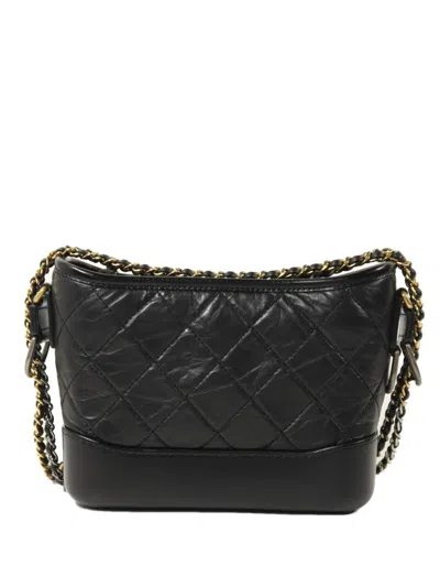 Pre-owned Chanel Small Gabrielle Chain-strap Shoulder Bag In Black