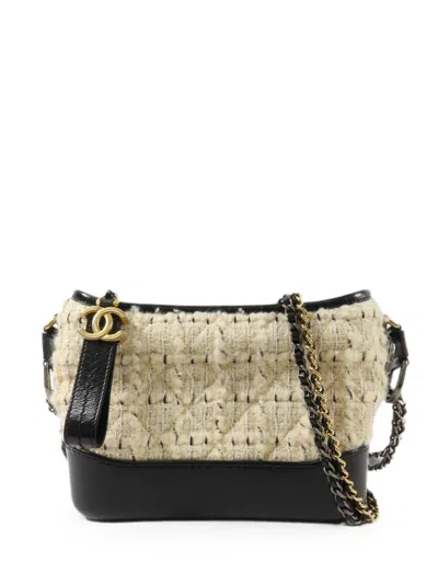 Pre-owned Chanel Small Gabrielle Logo-charm Shoulder Bag In Neutrals