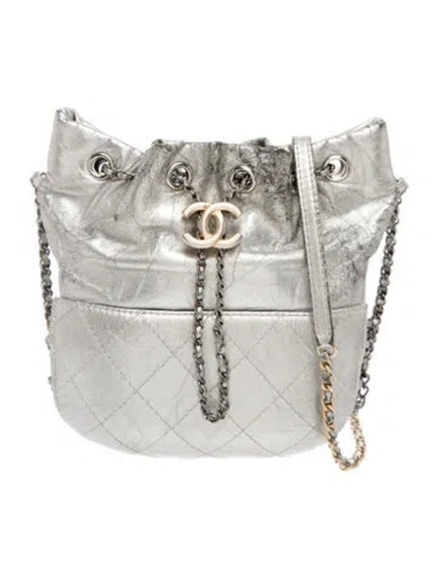 Pre-owned Chanel Small Gabrielle Purse In Metallic/silver