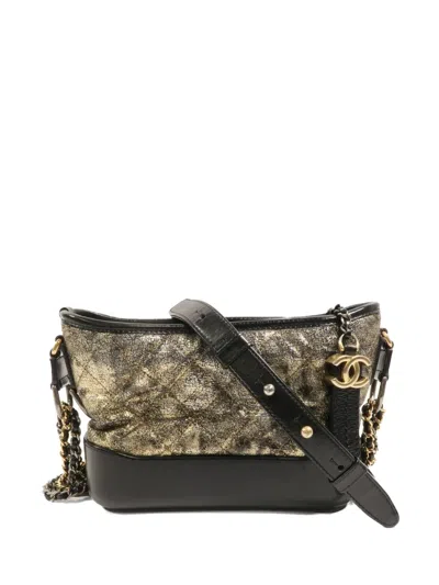 Pre-owned Chanel Small Gabrielle Quilted Shoulder Bag In Black